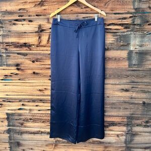 TALBOTS | NWT Satin Navy Blue Wide-Leg Pants 8